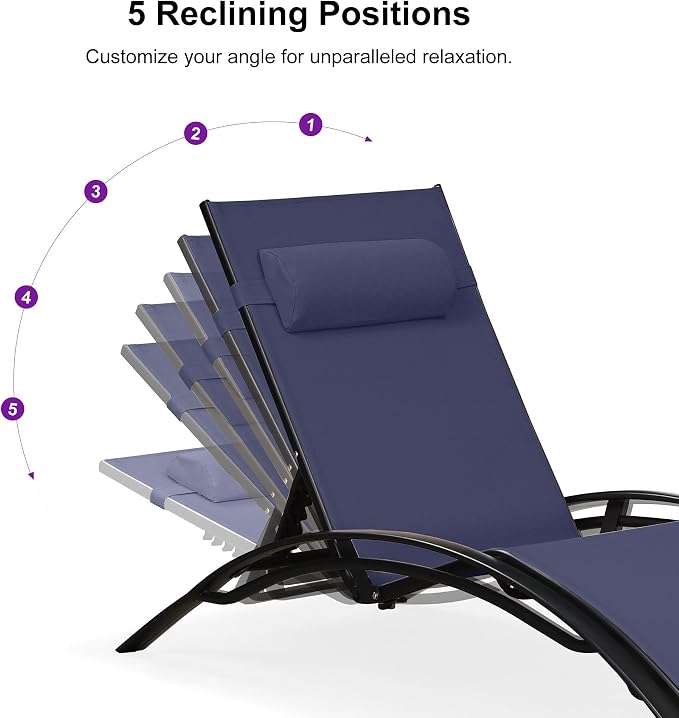 PURPLE LEAF Patio Oversized Chaise Lounge Chair Set - Image 7