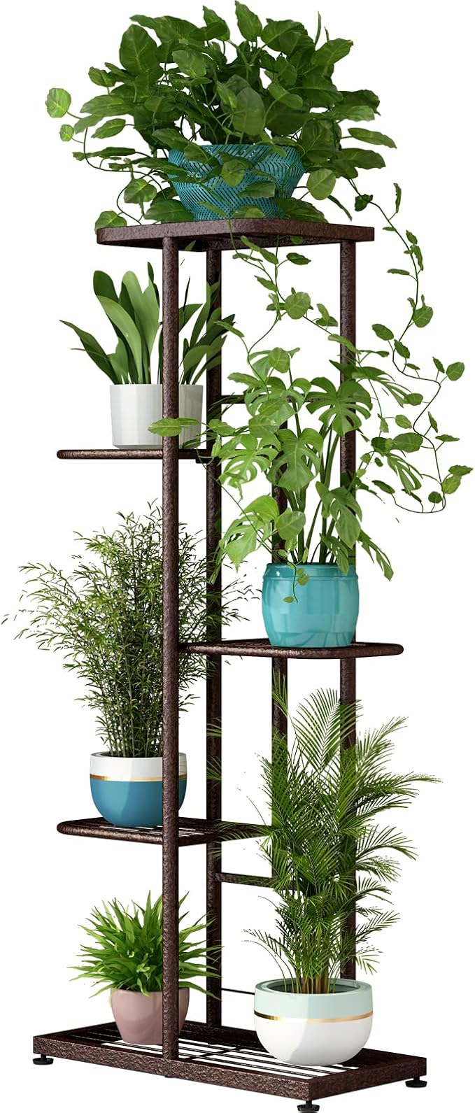 LINZINAR Plant Stand Metal 5 Tier 6 Potted Multiple Flower Pot Holder Shelf by LINZINAR