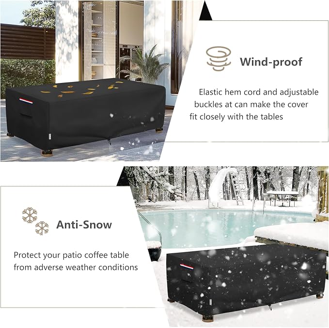 Outdoor Coffee Table Cover Waterproof, Heavy Duty Patio Rectangular Side Table - Image 7