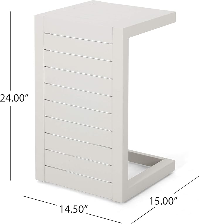 Christopher Knight Home Jesse Coral Outdoor Modern Aluminum C-Shaped End Table - Image 3