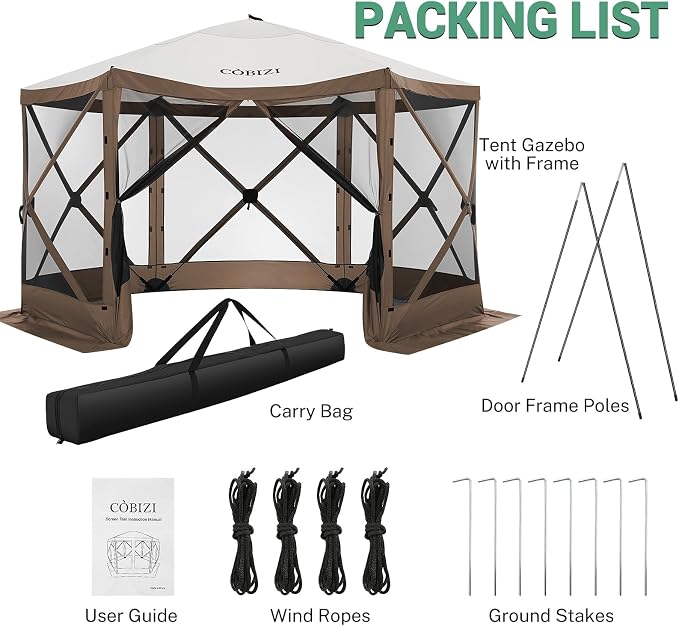 COBIZI 12x12 FT Pop Up Canopy Shelter Tent, Large Gazebos On Clearance - Image 7