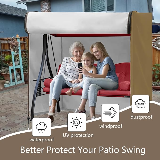 FLYMEI Outdoor Swing Cover 3 Seater Hammock Cover - Image 6