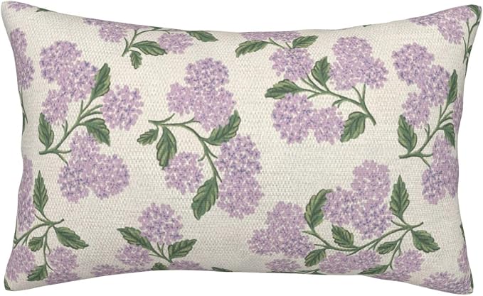 Purple Pink Pillow Covers 12x20 Inch 2 Pcs Green Hydrangea Flower Decor Throw - Image 6