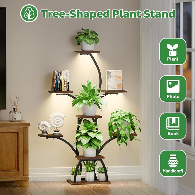 CODACE Plant Stand Indoor with Grow Lights, 6 Tiered Plant Shelf Indoor - Image 5