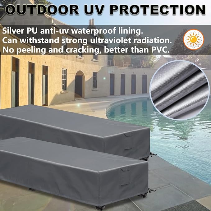 Waterproof Patio Lounge Chair Cover 1 Pack Outdoor Chaise Lounge Covers 600D - Image 8