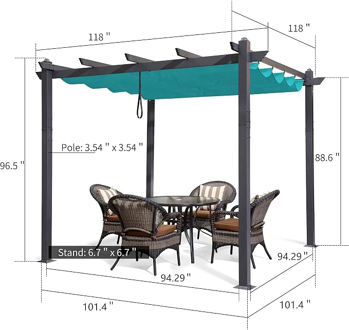 PURPLE LEAF 10' X 10' Outdoor Retractable Pergola - Image 8