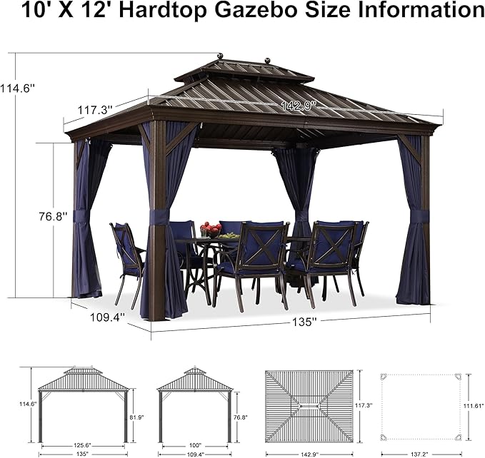 PURPLE LEAF 10' X 12' Hardtop Gazebo Canopy - Image 9