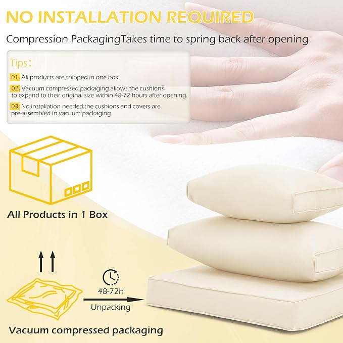 HOMREST Replacement Cushions for Outdoor Furniture, 25x25 Inch 14-Piece Patio - Image 6
