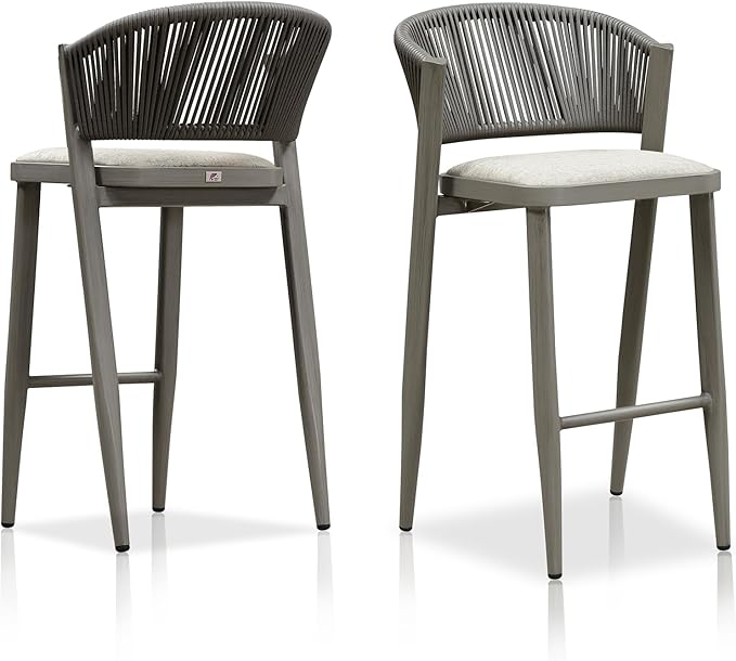 PURPLE LEAF Set of 2 Bar Stools Outdoor Barstools by PURPLELEAF