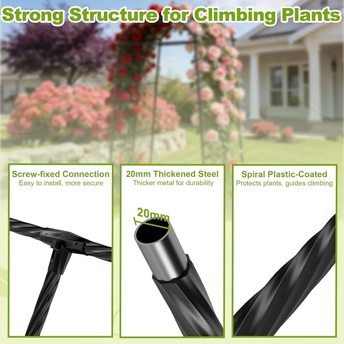 Miory Garden Arch Trellis for Climbing Plants Outdoor, Metal Plants Support - Image 7