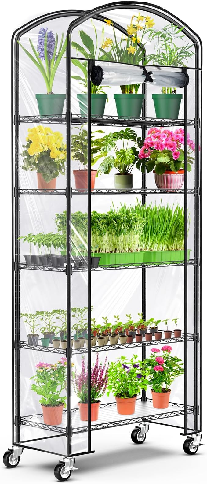 Abimars 5-Tier Greenhouse with Caster Wheel, Each Shelf Height Adjustable Metal by Abimars