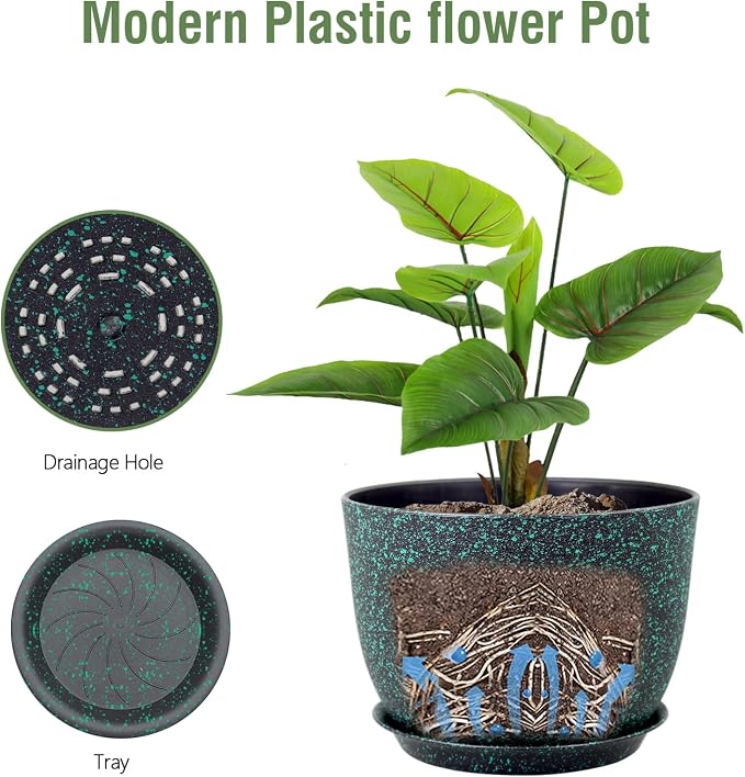 12 inch Large Plant Pots, Plastic Planters - Image 4