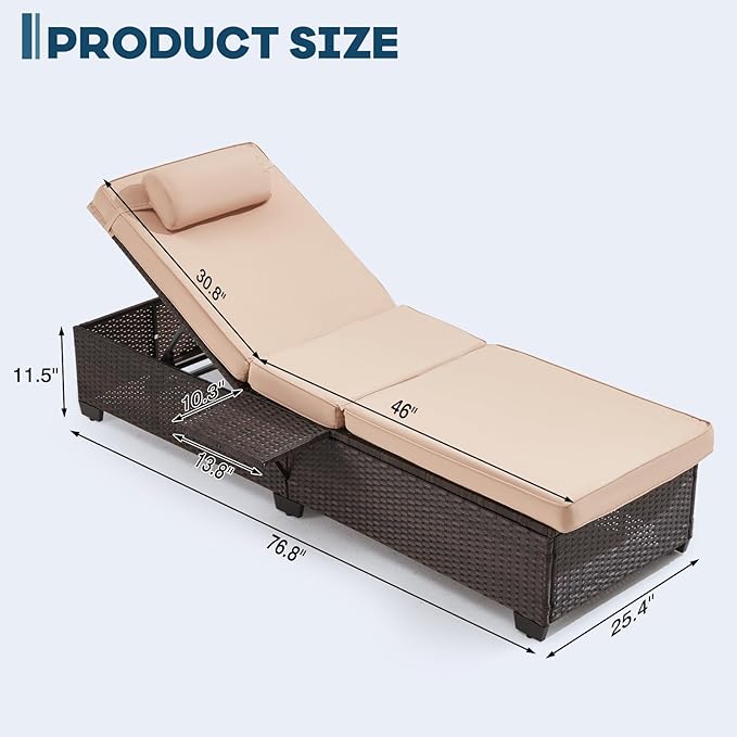 Outdoor Lounge Chairs, Pool Lounge Chairs Set of 2, Outdoor Chaise Lounge - Image 2