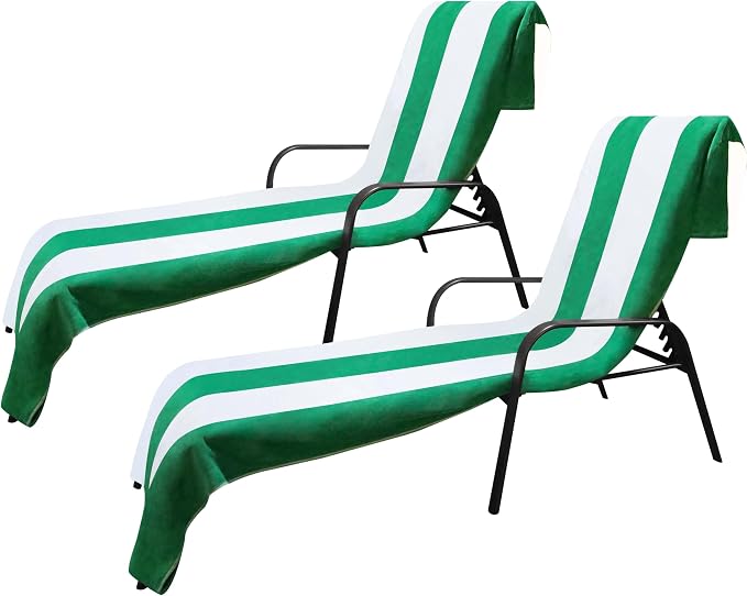 Superior Cabana Cotton Lounge Chair Cover, Outdoor Towel/Chaise Furniture Covers - Image 2