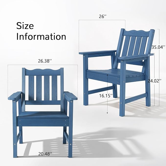 Stoog All-Weather Patio Chairs Set of 2, Heavy Duty Outdoor Chairs - Image 3