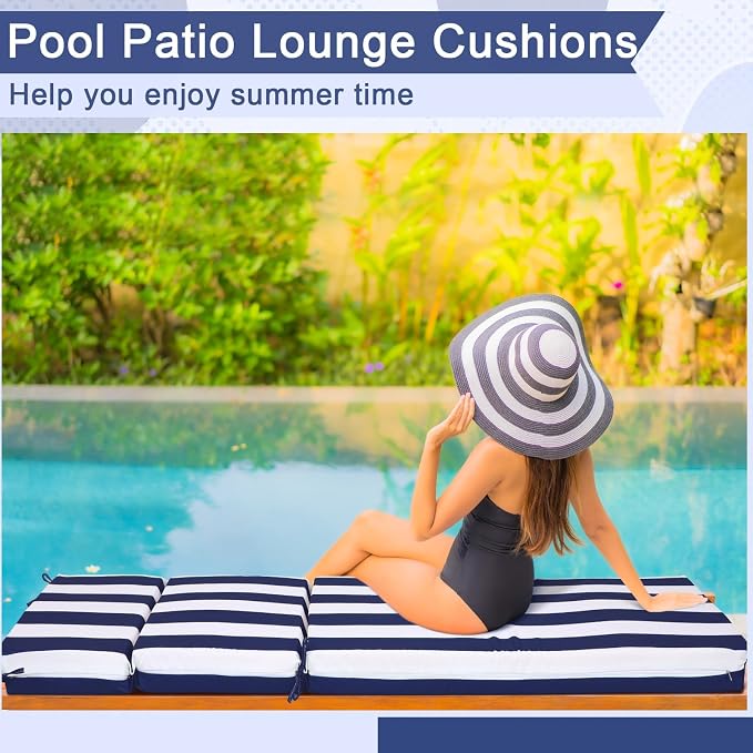 2 Pcs Indoor Outdoor Chaise Lounge Cushions Sponge Bench Outdoor Furniture - Image 5
