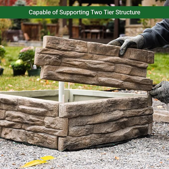Raised Garden Bed Tan/Brown Ledgestones Composite Polyurethane Natural Look - Image 8