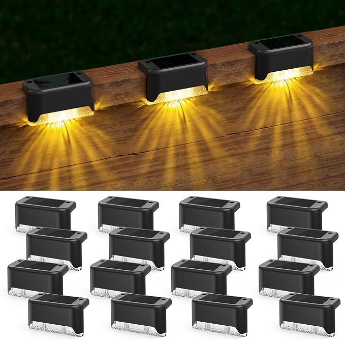 APONUO Solar Deck Lights 16 Pack, Solar Lights Outdoor Waterproof Led Solar by APONUO