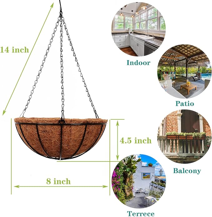 Hanging Baskets for Plants Outdoor- Coconut Coir Hanging Planters Outdoor - Image 4
