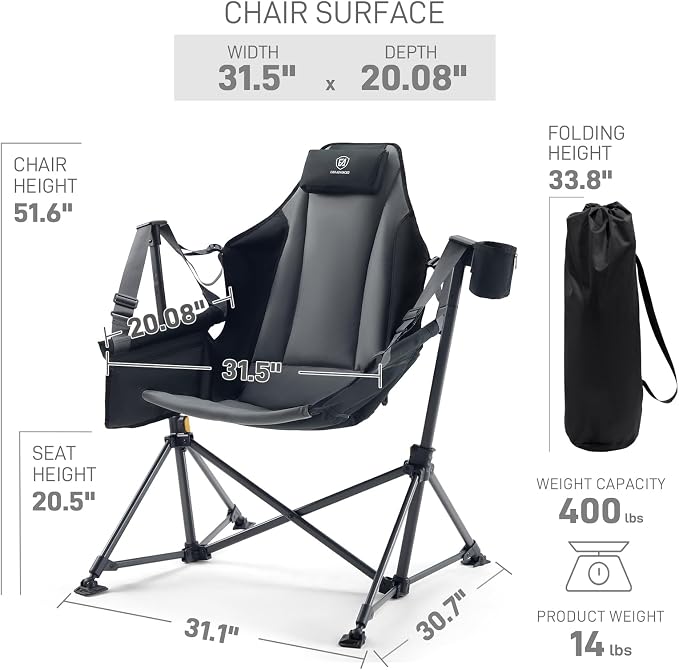 EVER ADVANCED Padded Oversized Hammock Camping Chair, Compact Heavy Duty Swing - Image 3