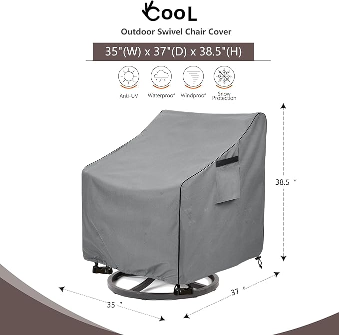 okcool Patio Swivel Chair Cover 4 Pack, Waterproof Heavy Duty Outdoor Chair - Image 2