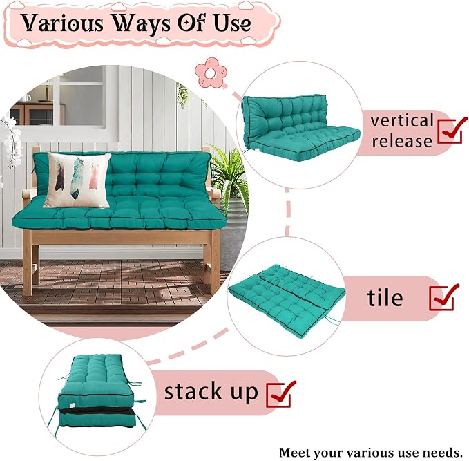 2-3 Seat Swing Replacement Cushion, Outdoor Bench Cushions - Image 2