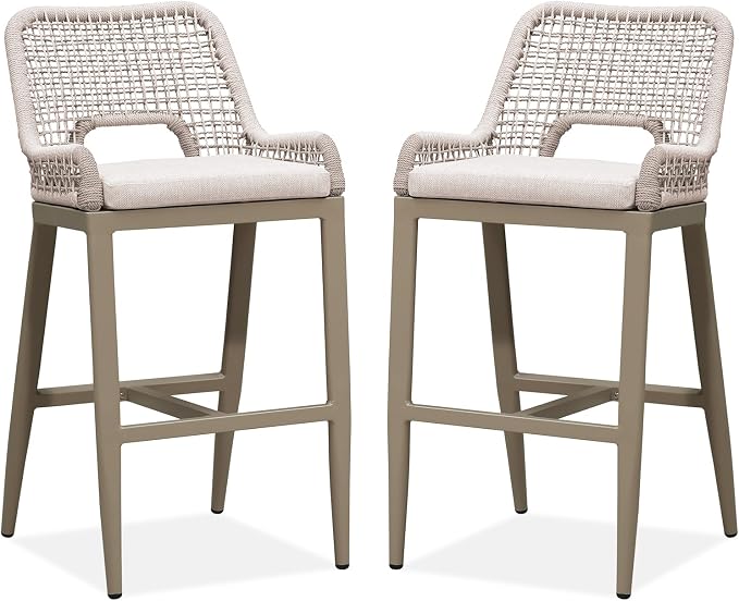 PURPLE LEAF Bar Stools Set of 2 Bar Height Metal Bar Chairs - Image 9