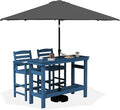 SERWALL Outdoor Bar Set with 9ft Umbrella, All-Weather HDPE Patio Bar Chairs by SERWALL