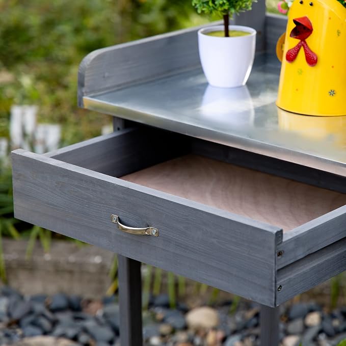 Outsunny Outdoor Potting Bench Table, Garden Work Station - Image 9