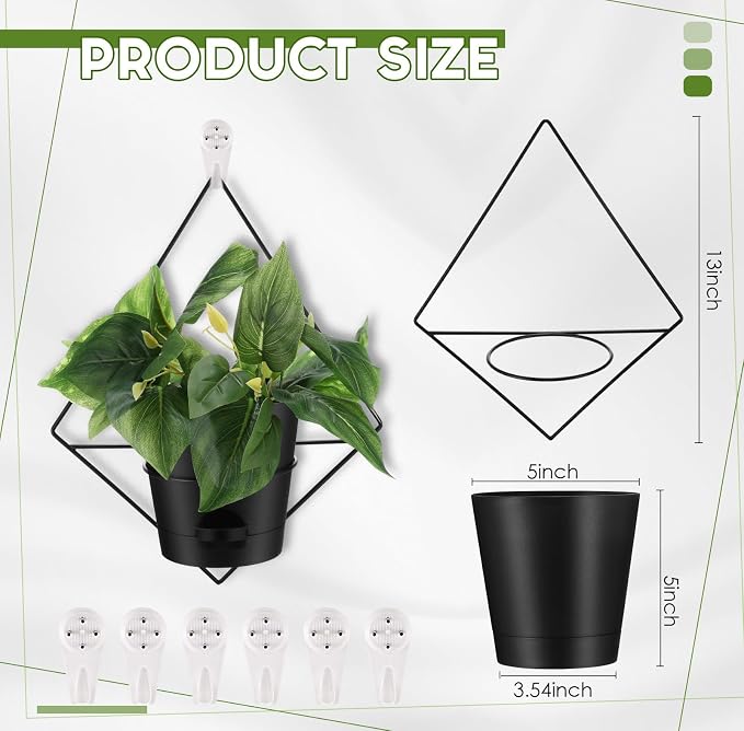 Baderke 6 Sets Wall Planters for Indoor Plants Hanging Wall Planter - Image 2