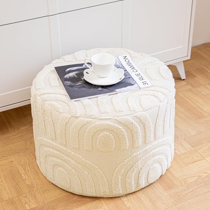 Asuprui Plush Fabric Ottoman Footrest – 20"x14" Soft Foam Pouf - Image 5
