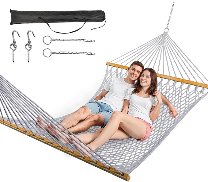 Double Hammock for 2 Person, Handwoven Rope Hammock by ANAGOO