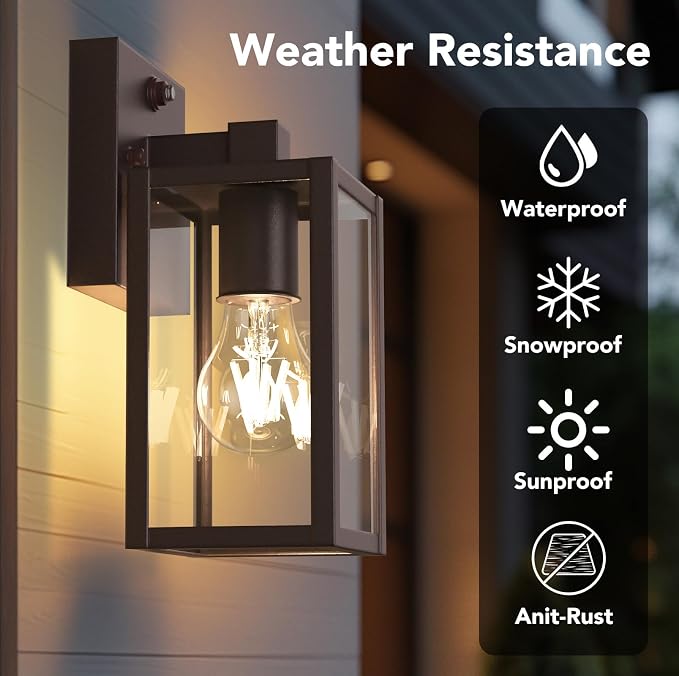PARTPHONER Dusk to Dawn Outdoor Light Fixtures, Waterproof Exterior Wall Sconce - Image 2