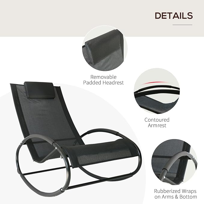 Outsunny Pool Lounger, Outdoor Rocking Lounge Chair - Image 5
