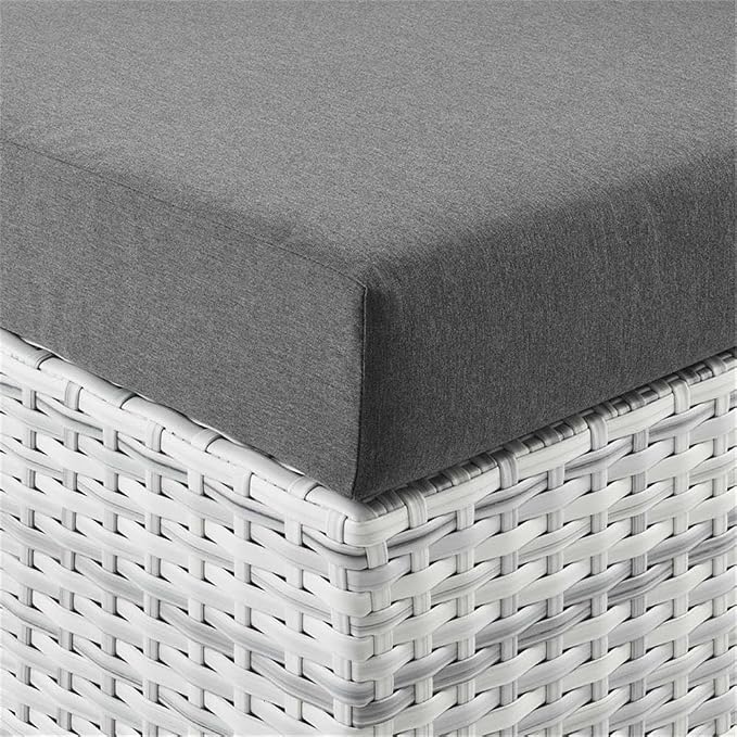 Modway Convene Wicker Rattan Outdoor Patio Ottoman in Light Gray Charcoal - Image 5