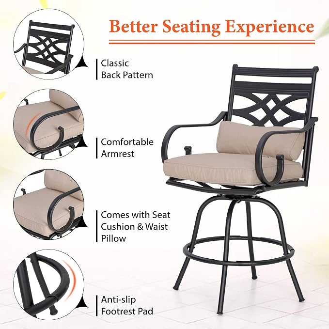 Sophia & William Patio Bar Set 5 Piece Outdoor High Dining Table and Chairs Set - Image 2