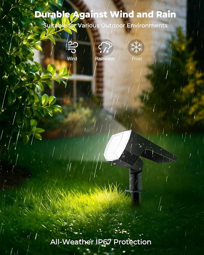 6 Packs Solar Spot Lights Outdoor, 64 LED 6500K Solar Lights Outdoor, IP67 - Image 7