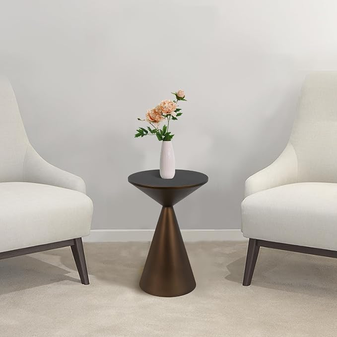 Small Drink Table, Round Martini Table, Drum End Table Side Table, Metal Accent - Image 5
