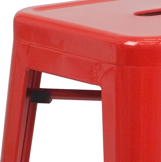 Flash Furniture Commercial Grade 30" High Backless Red Metal Indoor-Outdoor - Image 9