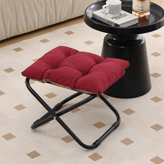 LITA Folding Footrest Stool, Portable Ottoman Foot Rest, Upholstered Small - Image 8