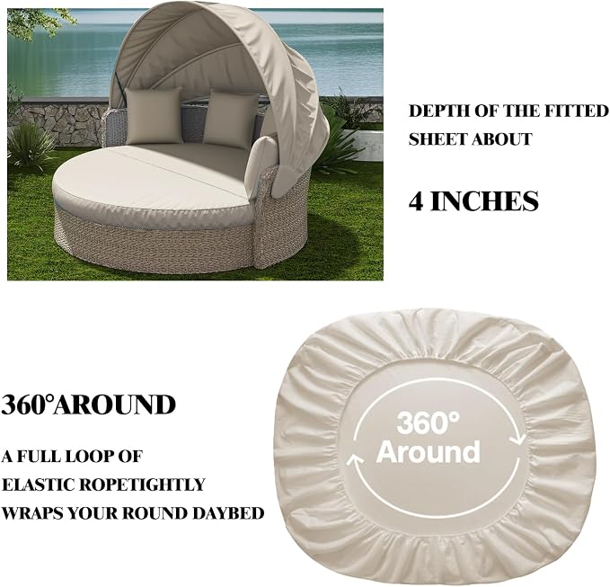 Outdoor Daybed Cushion Cover, Outdoor Waterproof and Fade-Resistant Sun Bed - Image 5