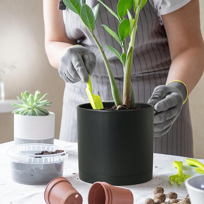 8 Inch Medium Plant Pots for Indoor Outdoor Plants, Cylinder Deep Flower Pots - Image 5