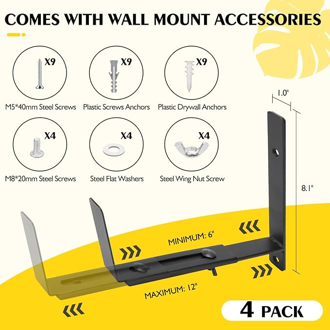 LukLoy Window Box Brackets, 4 Pack Adjustable Heavy Duty Wall Mount Flower Box - Image 4
