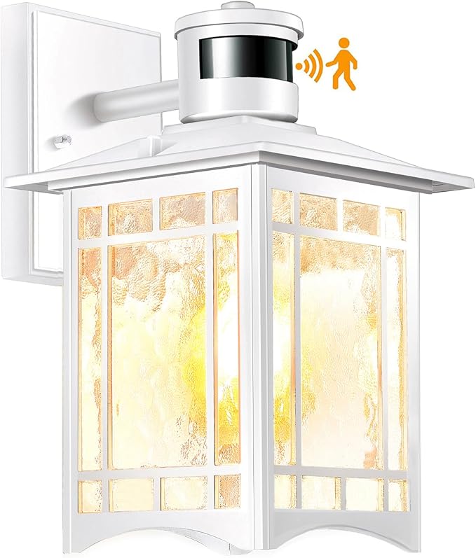 Motion Sensor Outdoor Wall Lights White Dusk to Dawn Light Fixture by XANGQAN