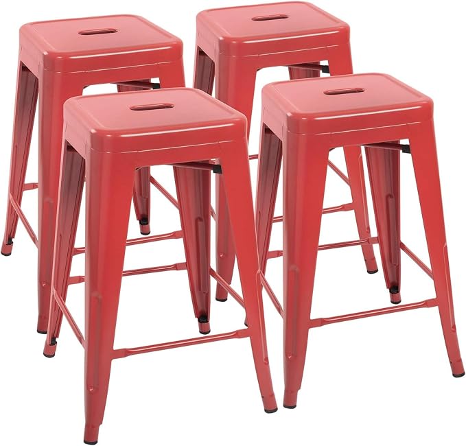 Devoko Metal Bar Stools 24" Indoor Outdoor Stackable Barstools Modern Style by DEVOKO