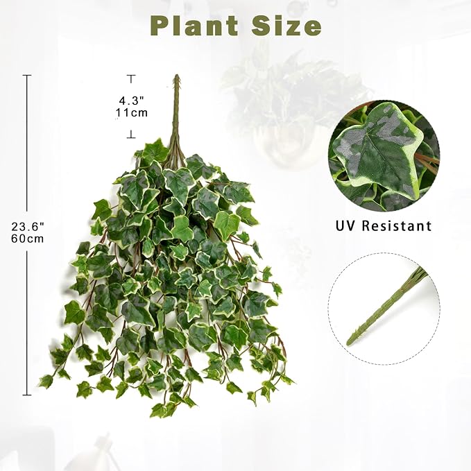 Hollyone 2pcs Artificial Hanging Plants 24" Fake Ivy Vine Faux Ivy Leaves - Image 2