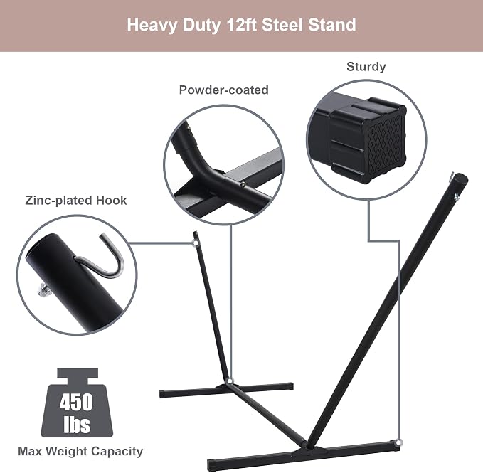 Double Hammock with Stand for Outside, Quick Dry Hammock with Curved Spreader - Image 8