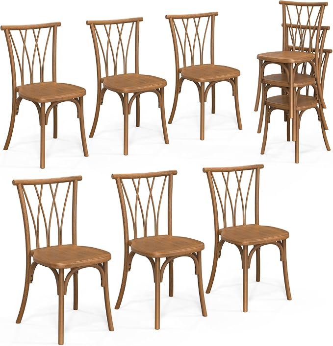 VINGLI Plastic Outdoor Dining Chairs Set of 6, Stackable Patio Dining Chairs by VINGLI