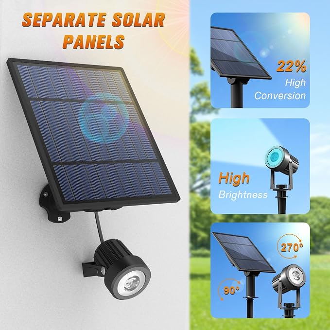 APONUO Solar Spot Lights Outdoor 4-in-1 Landscape Lights Dusk to Dawn Solar - Image 7