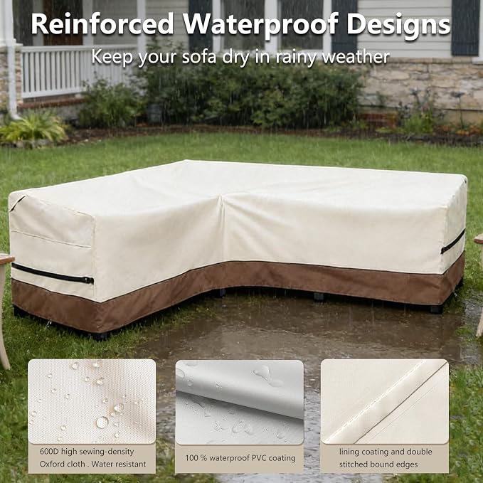 okcool Outdoor Sectional Sofa Cover Waterproof-L-Shaped Patio Furniture Covers - Image 6